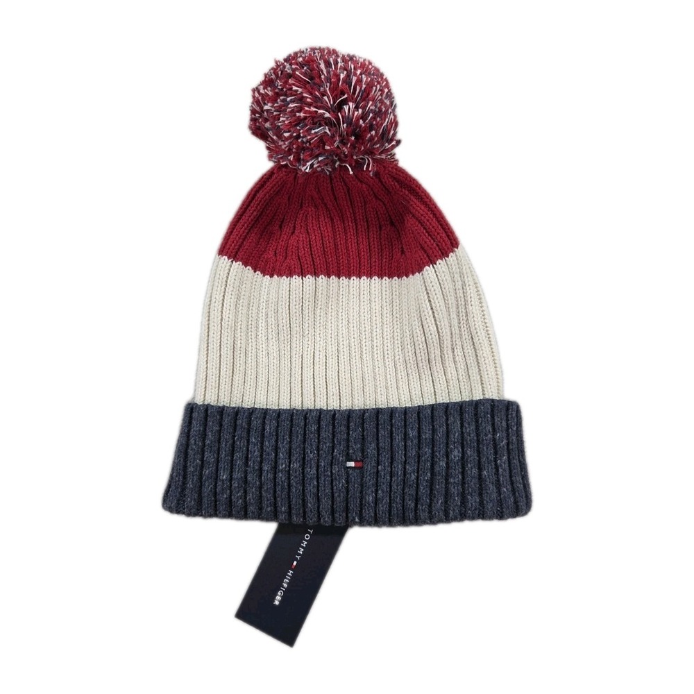 New Tommy Hilfiger Pom Beanie Knit Hat One Size